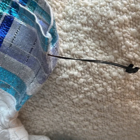 Free People Barcelona Plaid Shimmer Mini Dress Ivory Metallic Stripes Boho - Picture 11 of 11